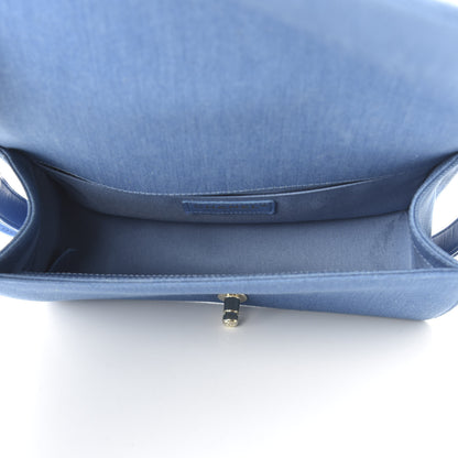 Chanel Denim Pleated Medium Boy Flap Light Blue 5 of 10