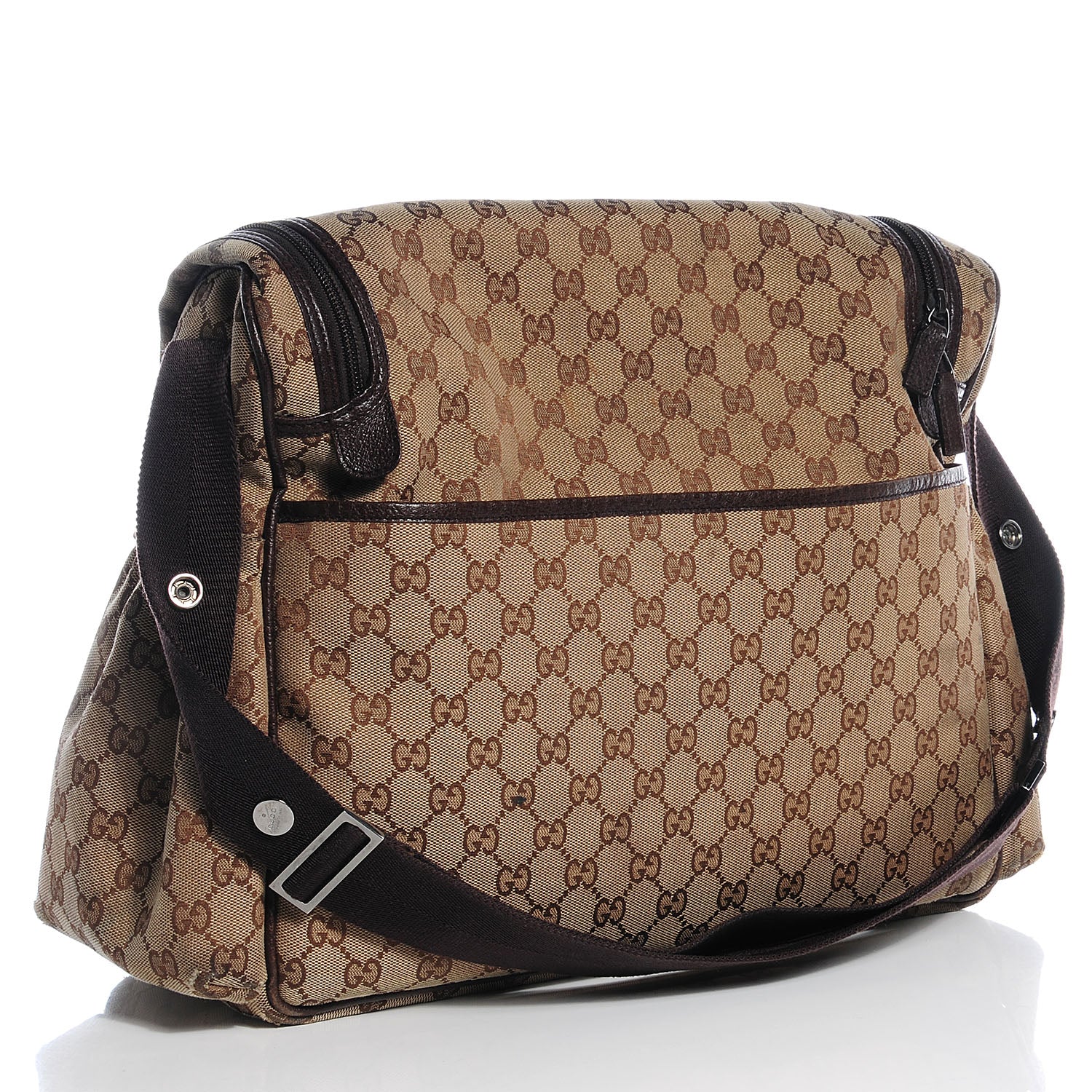Gucci Monogram Natural Pigskin Large Diaper Bag Beige Ebony Cocoa Dark Chocolate 3 of 8