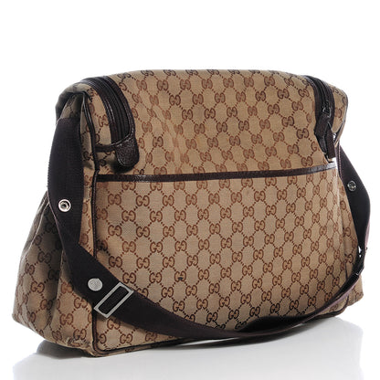 Gucci Monogram Natural Pigskin Large Diaper Bag Beige Ebony Cocoa Dark Chocolate 3 of 8
