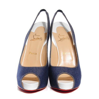 Christian Louboutin Denim Private Number 120 Pumps 41 Blue White 2 of 6