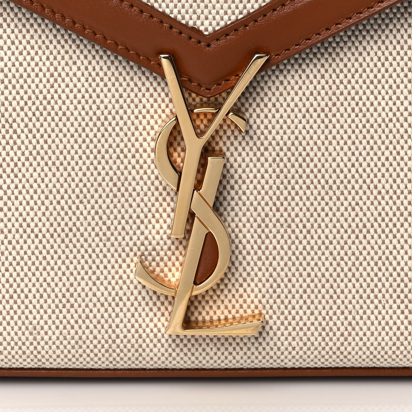 Canvas Calfskin Mini Classic Monogram Cassandra Top Handle Tan Natural