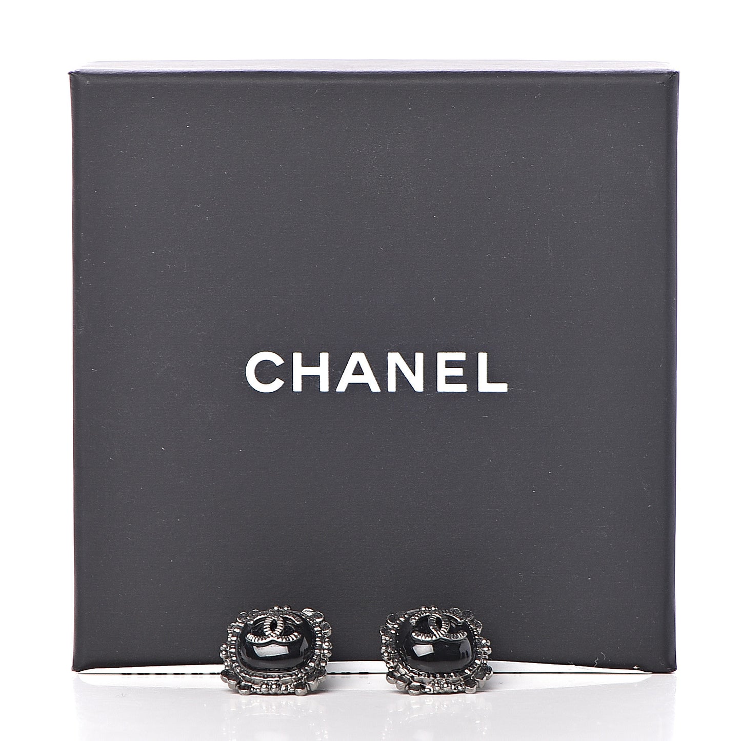 Ruthenium Enamel CC Earrings Black