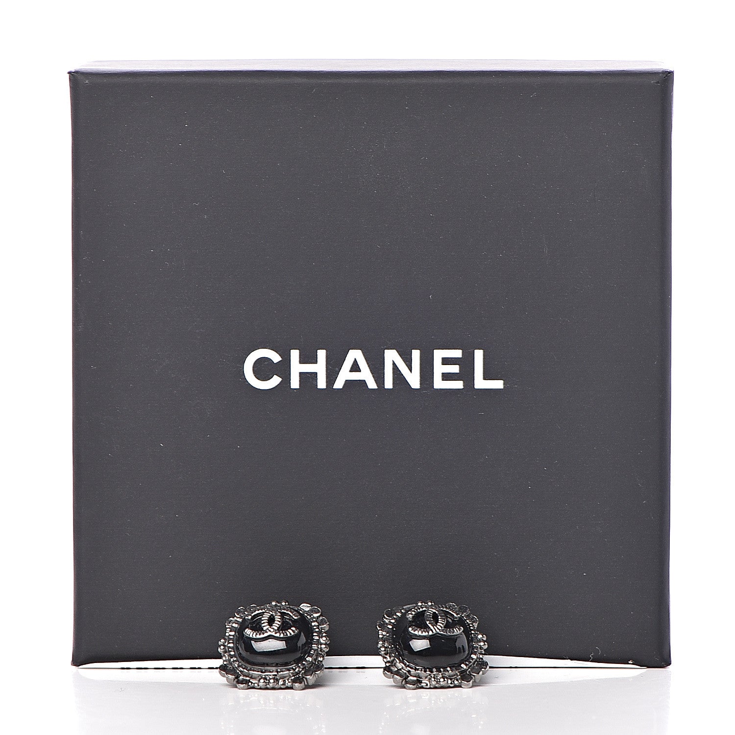 Chanel Ruthenium Enamel CC Earrings Black 7 of 7