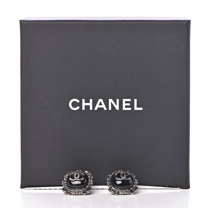 Chanel Ruthenium Enamel CC Earrings Black 7 of 7