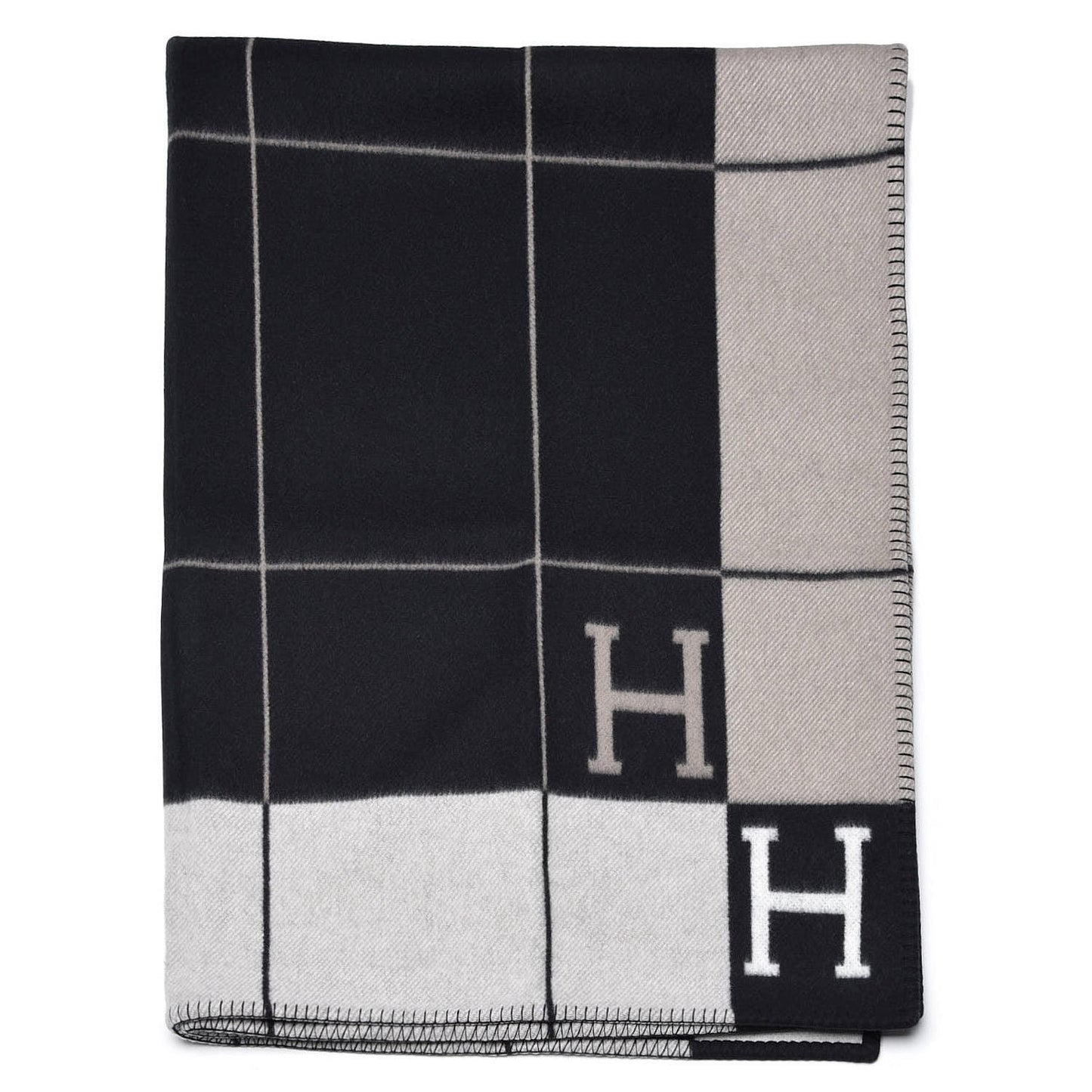 Wool Cashmere Avalon III Blanket Ecru Black