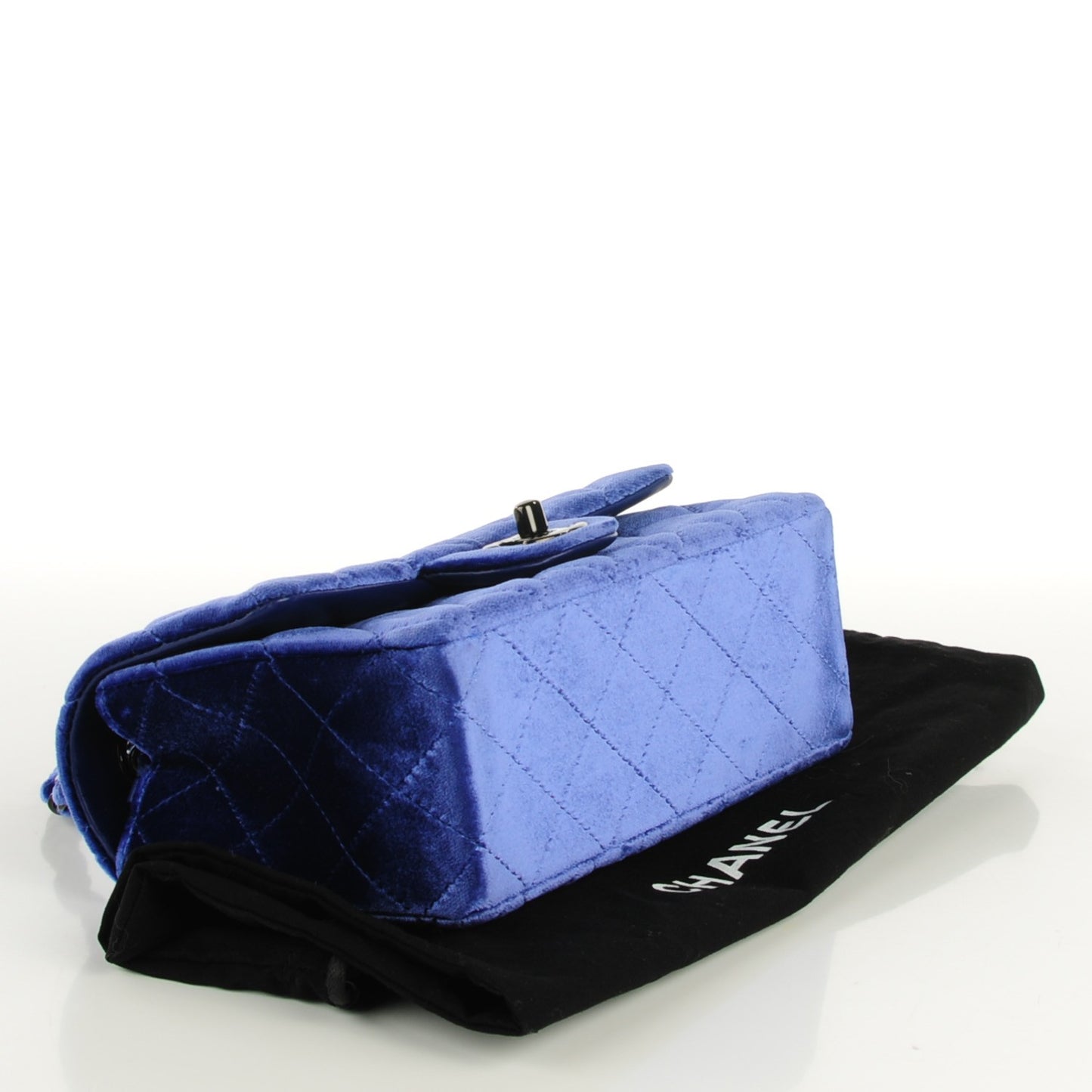 Velvet Quilted Mini Rectangular Flap Blue