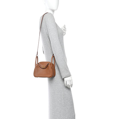 Hermes Taurillon Clemence Mini Lindy 20 Gold 2 of 13