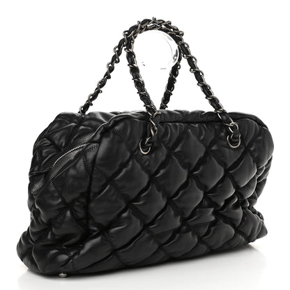 Chanel Calfskin Bubble Quilt Bowler Black 3 of 10