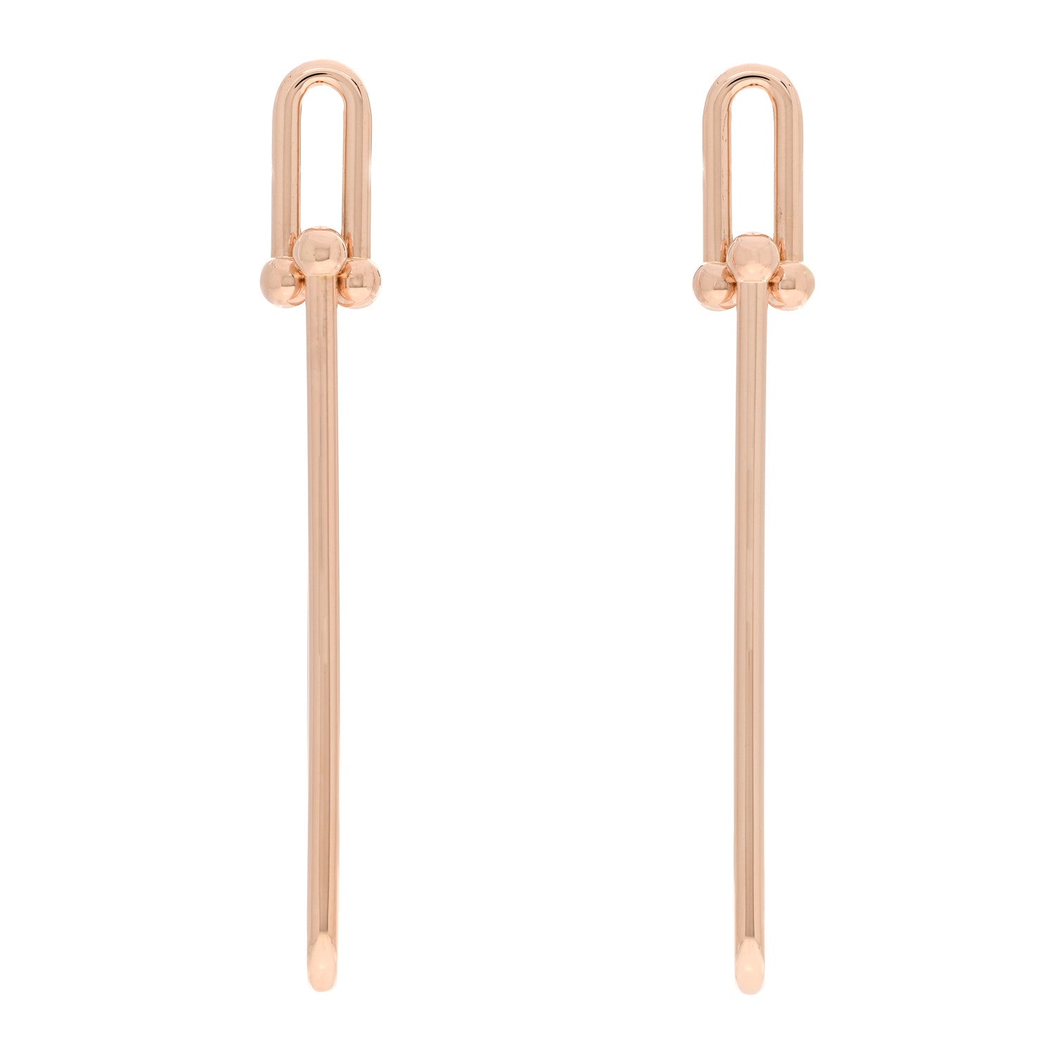 Tiffany 18K Rose Gold HardWear Double Long Link Earrings 1 of 5