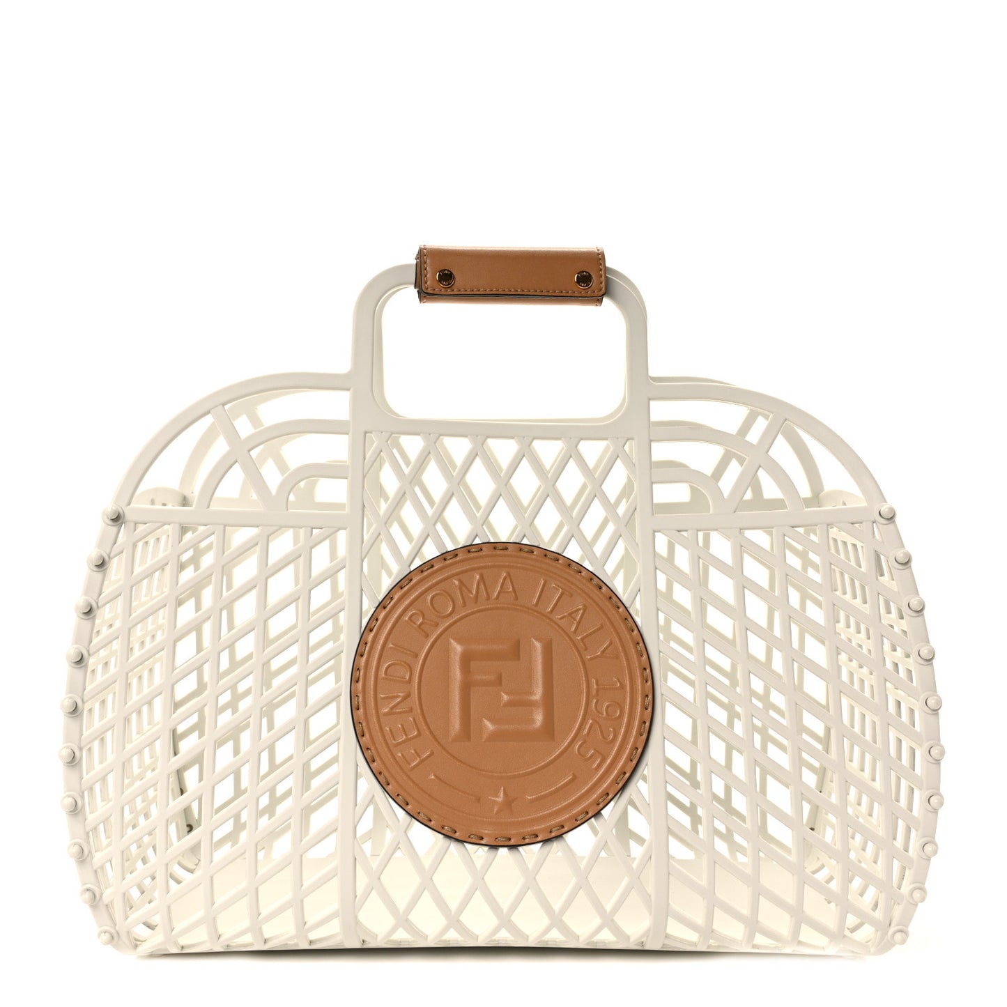 Recycled Plastic Vitello Liberty Matte Medium Fendi Basket White Ice Miele Scuro