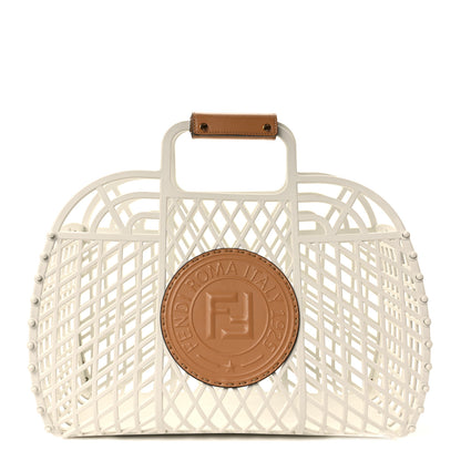 Fendi Recycled Plastic Vitello Liberty Matte Medium Fendi Basket White Ice Miele Scuro 1 of 10