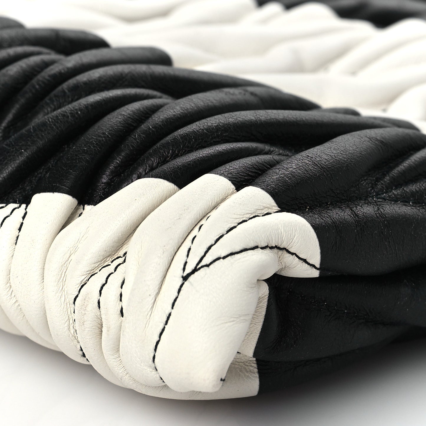 Nappa Matelasse Striped Shoulder Bag Black White