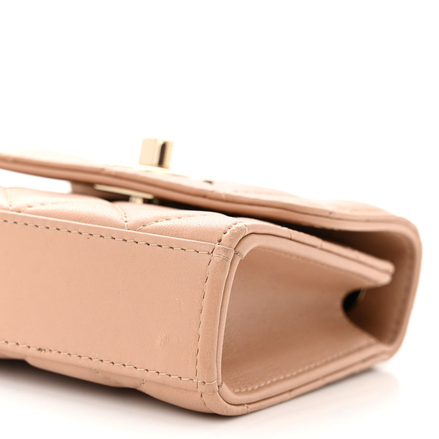Lambskin Quilted Mini Trendy CC Clutch With Chain Beige