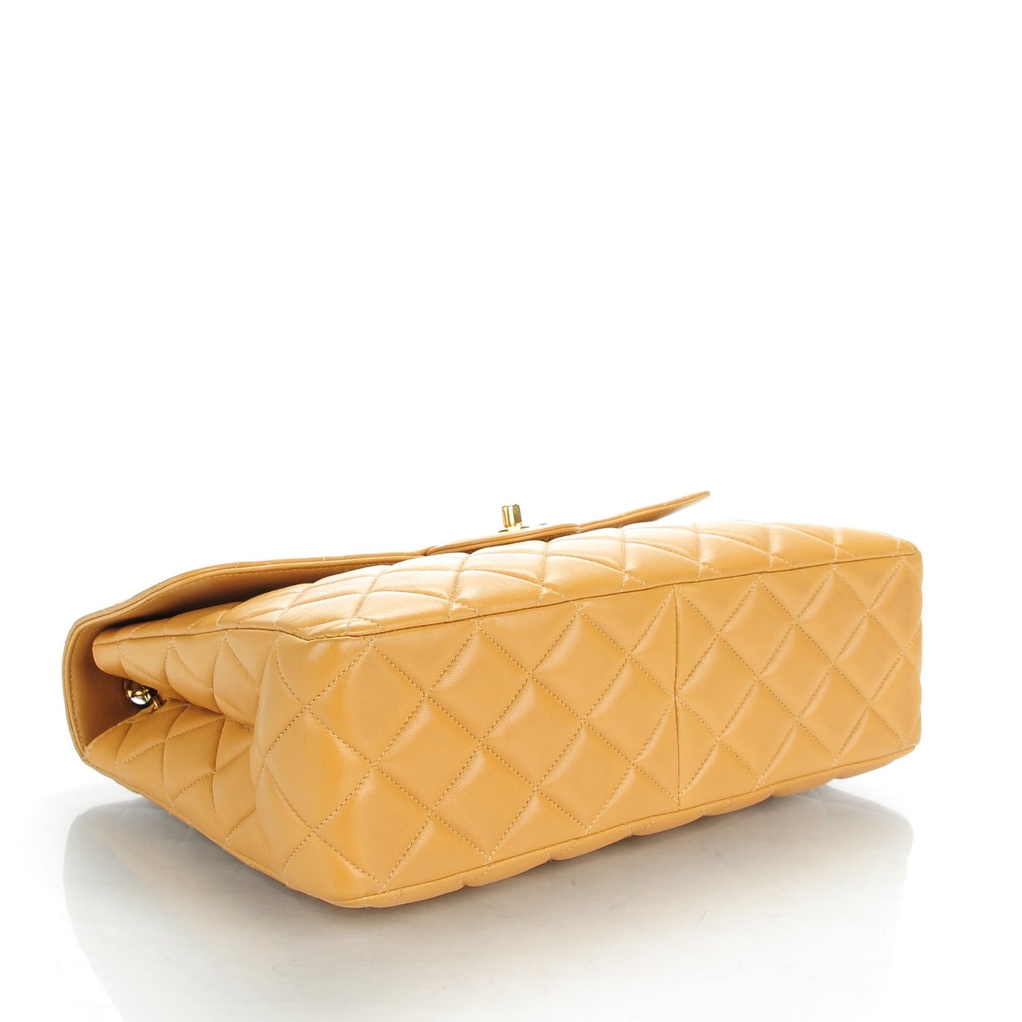 Lambskin Quilted Jumbo Single Flap Beige