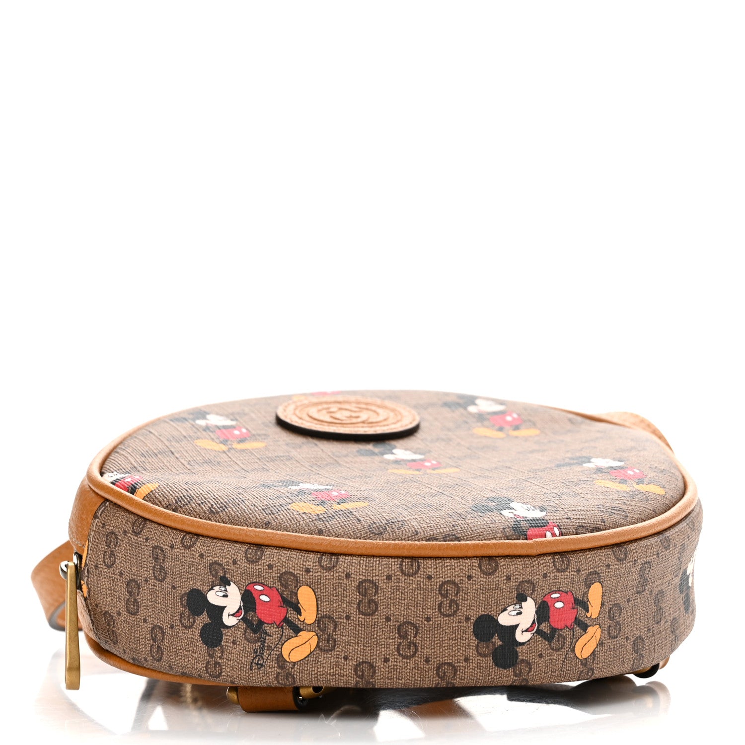 Gucci X DISNEY Mini Vintage GG Supreme Monogram Mickey Mouse Round Backpack Beige Vintage Sun Oil 4 of 9