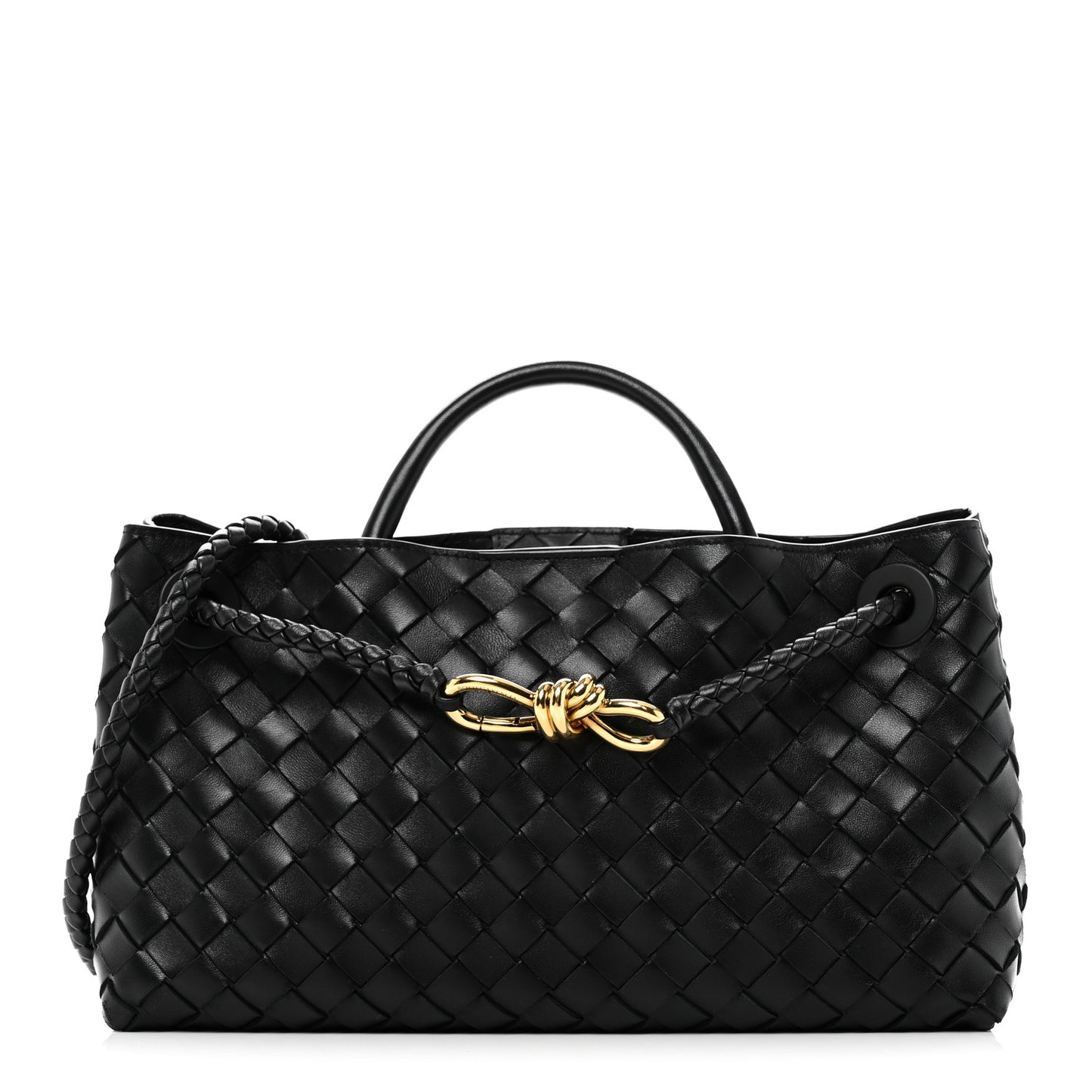 Nappa Intrecciato Small East West Andiamo Shoulder Bag Black