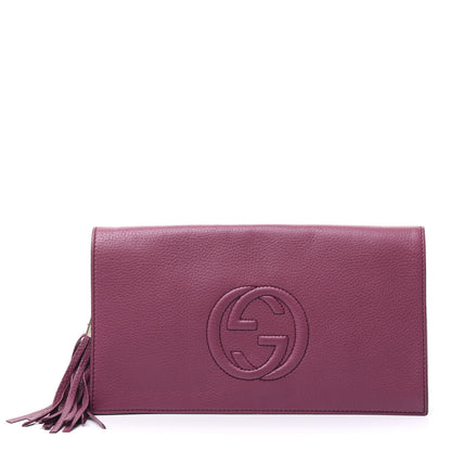 Gucci Pebbled Calfskin Medium Soho Clutch Peonia Flower 1 of 9