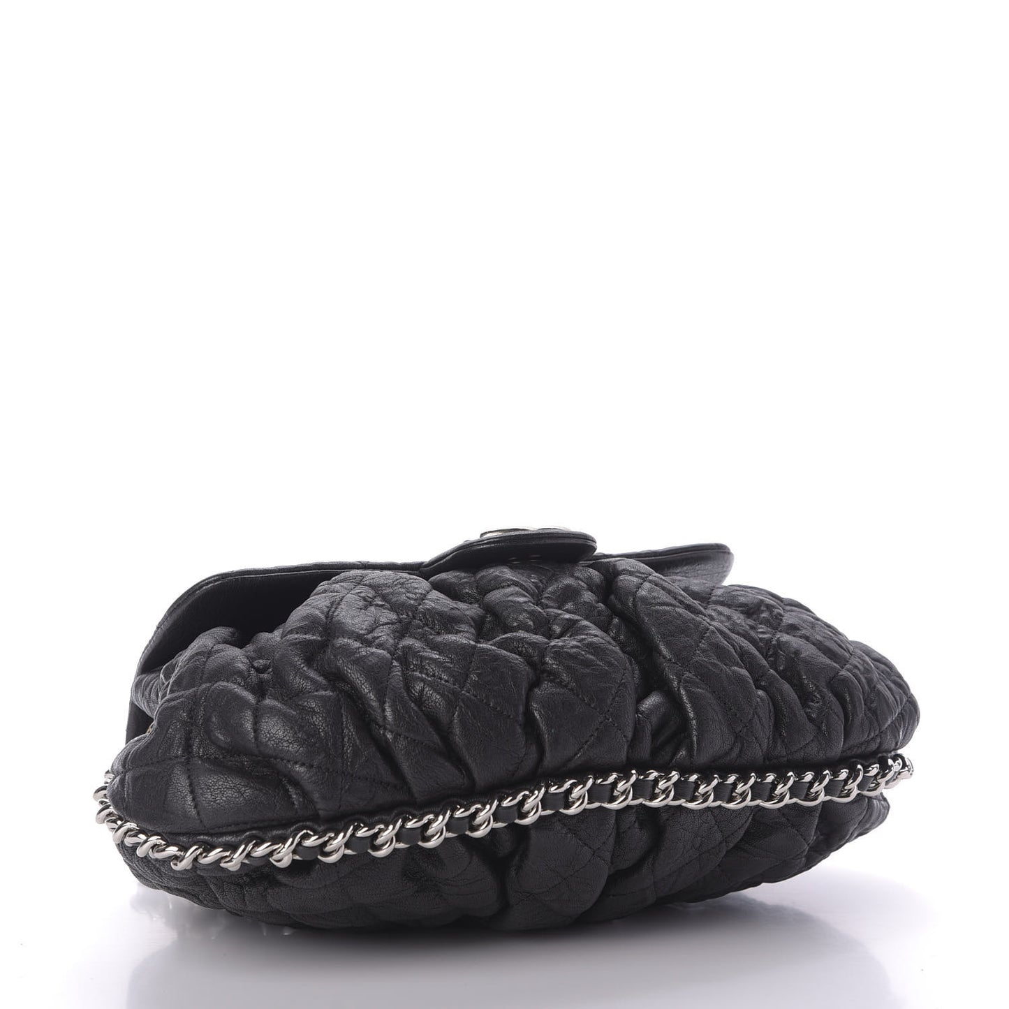 Washed Lambskin Quilted Mini Chain Around Flap Black