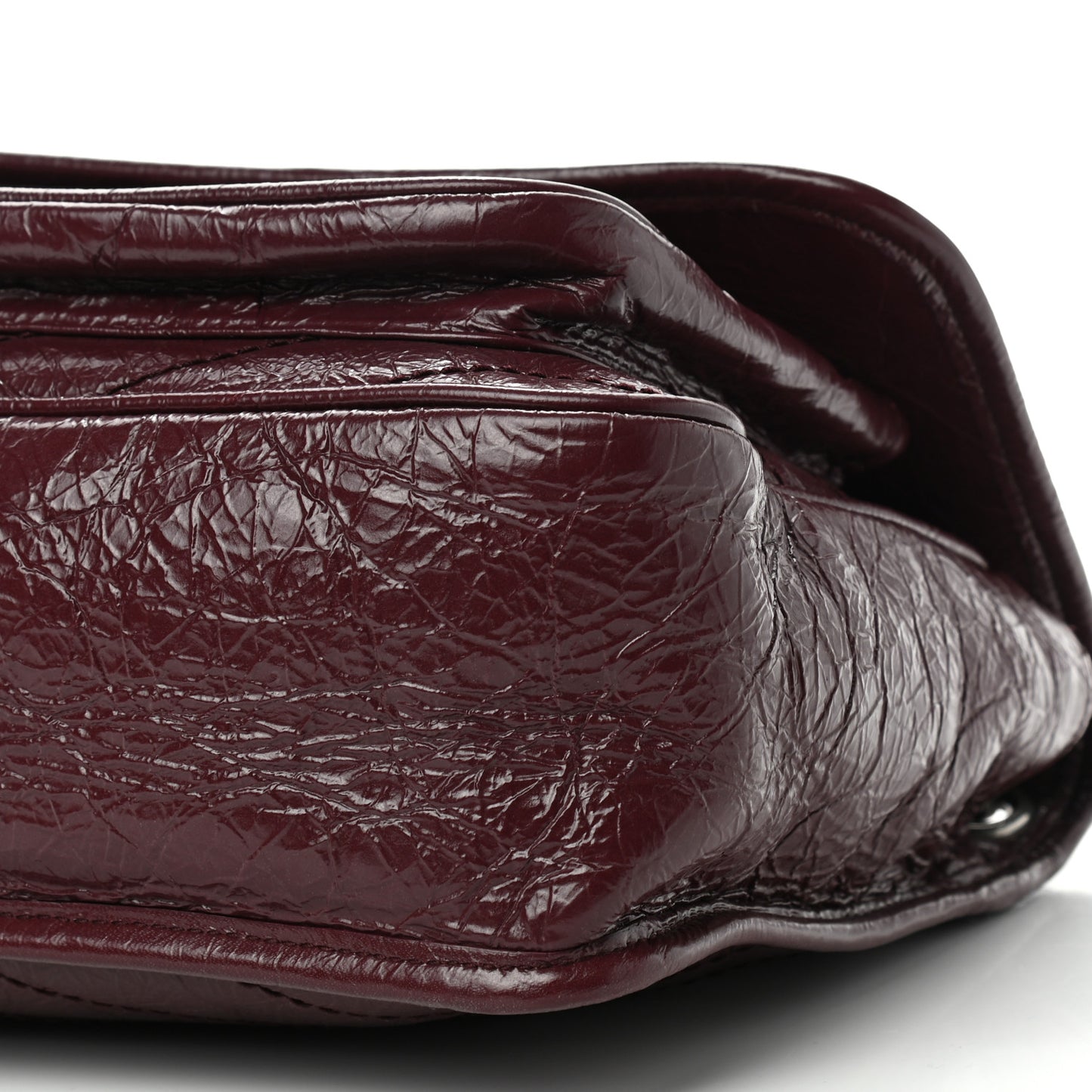 Crinkled Calfskin Matelasse Monogram Medium Niki Chain Satchel Burgundy