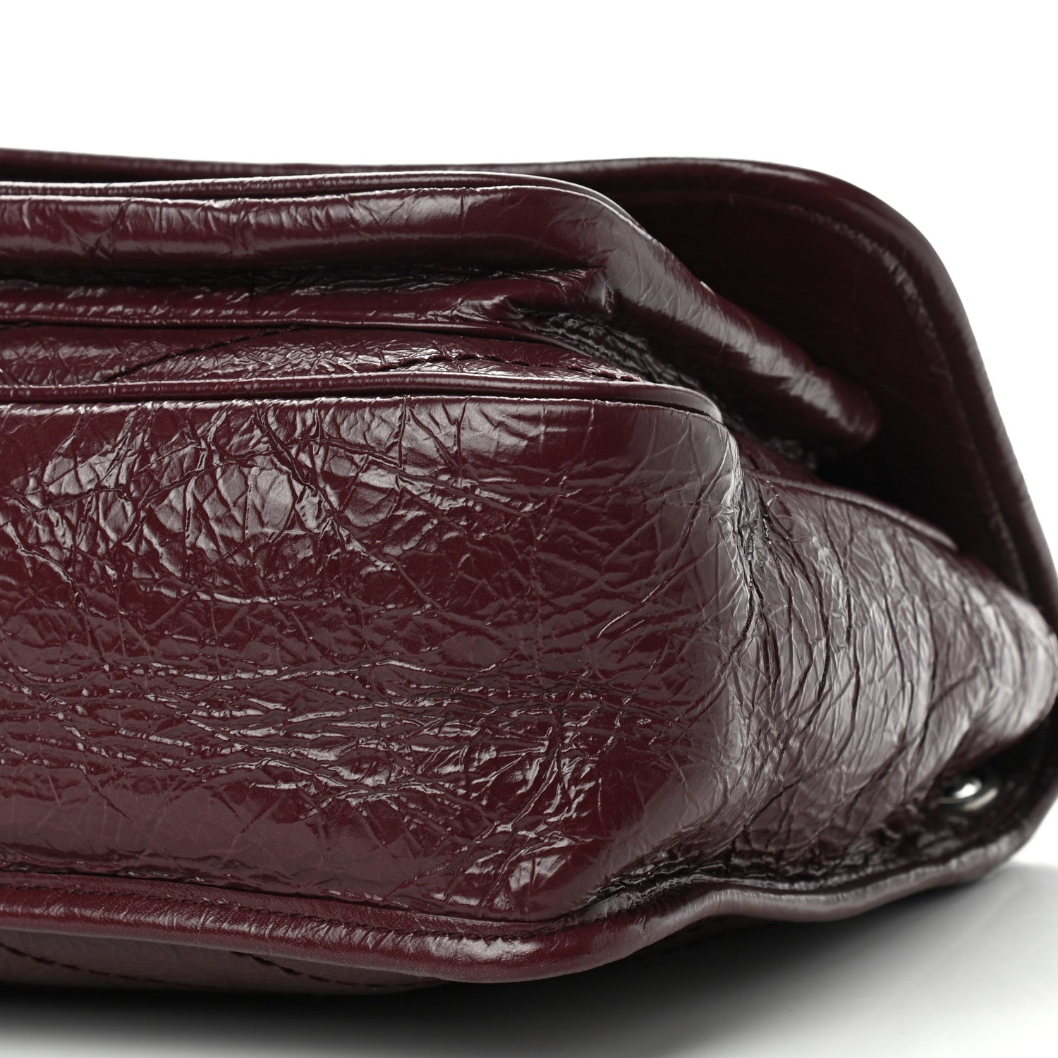 Saint Laurent Crinkled Calfskin Matelasse Monogram Medium Niki Chain Satchel Burgundy 9 of 9