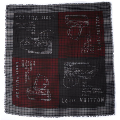 Louis Vuitton Mens Fleece Wool Silk Trunks Shawl Gris Rouge 3 of 5