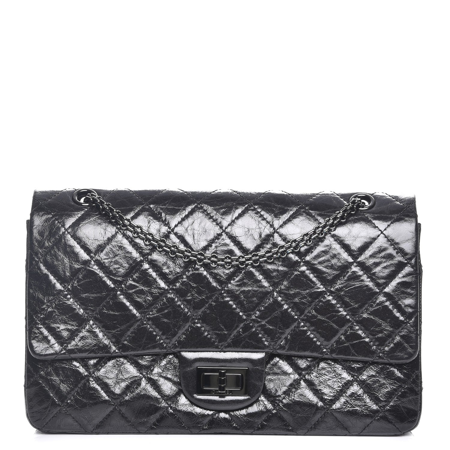 Chanel Shiny Aged Calfskin Quilted 2.55 Reissue 227 Flap So Black 1 of 8