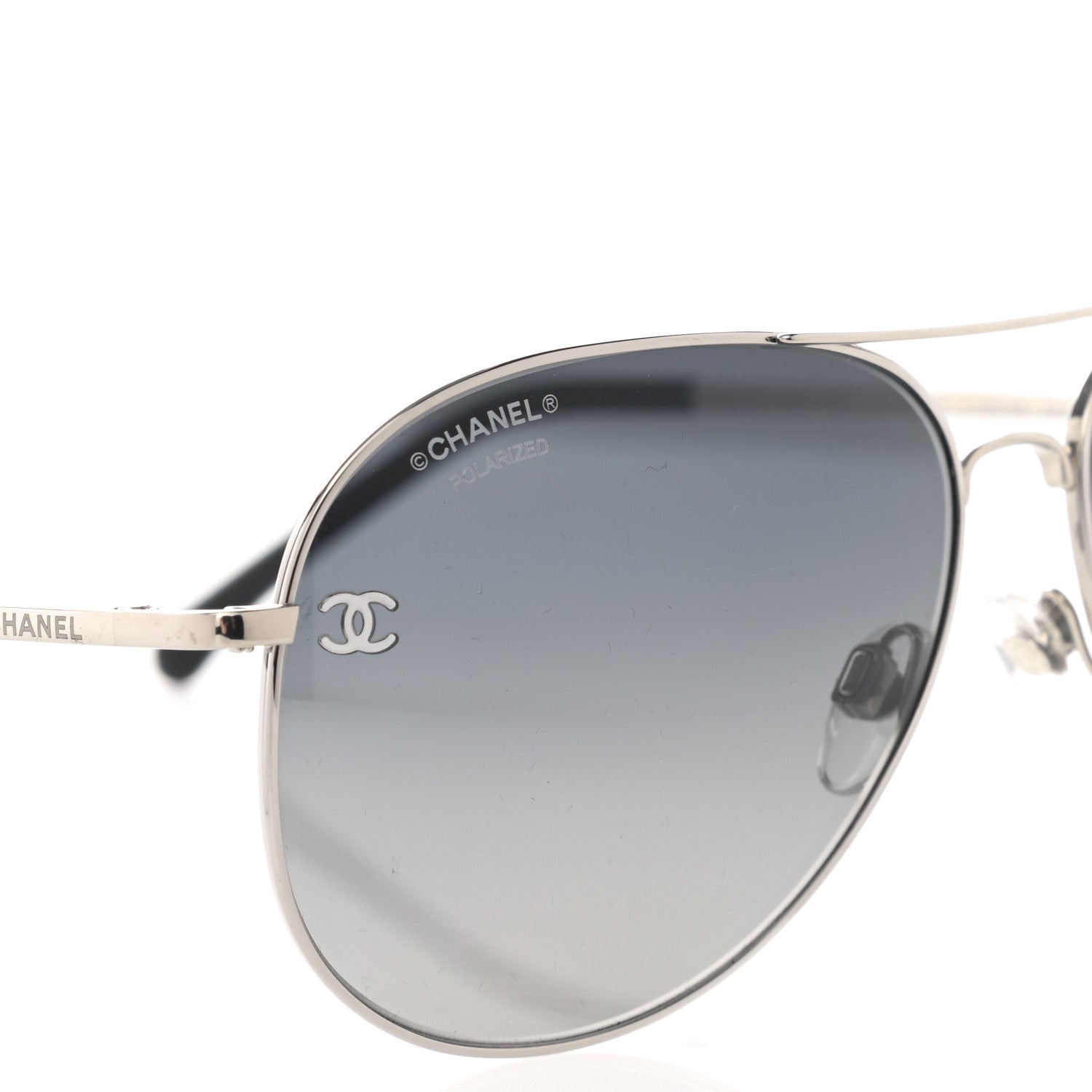 Chanel Metal Polarized Aviator CC Sunglasses 4189-T-Q Silver 7 of 8