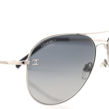 Chanel Metal Polarized Aviator CC Sunglasses 4189-T-Q Silver 7 of 8