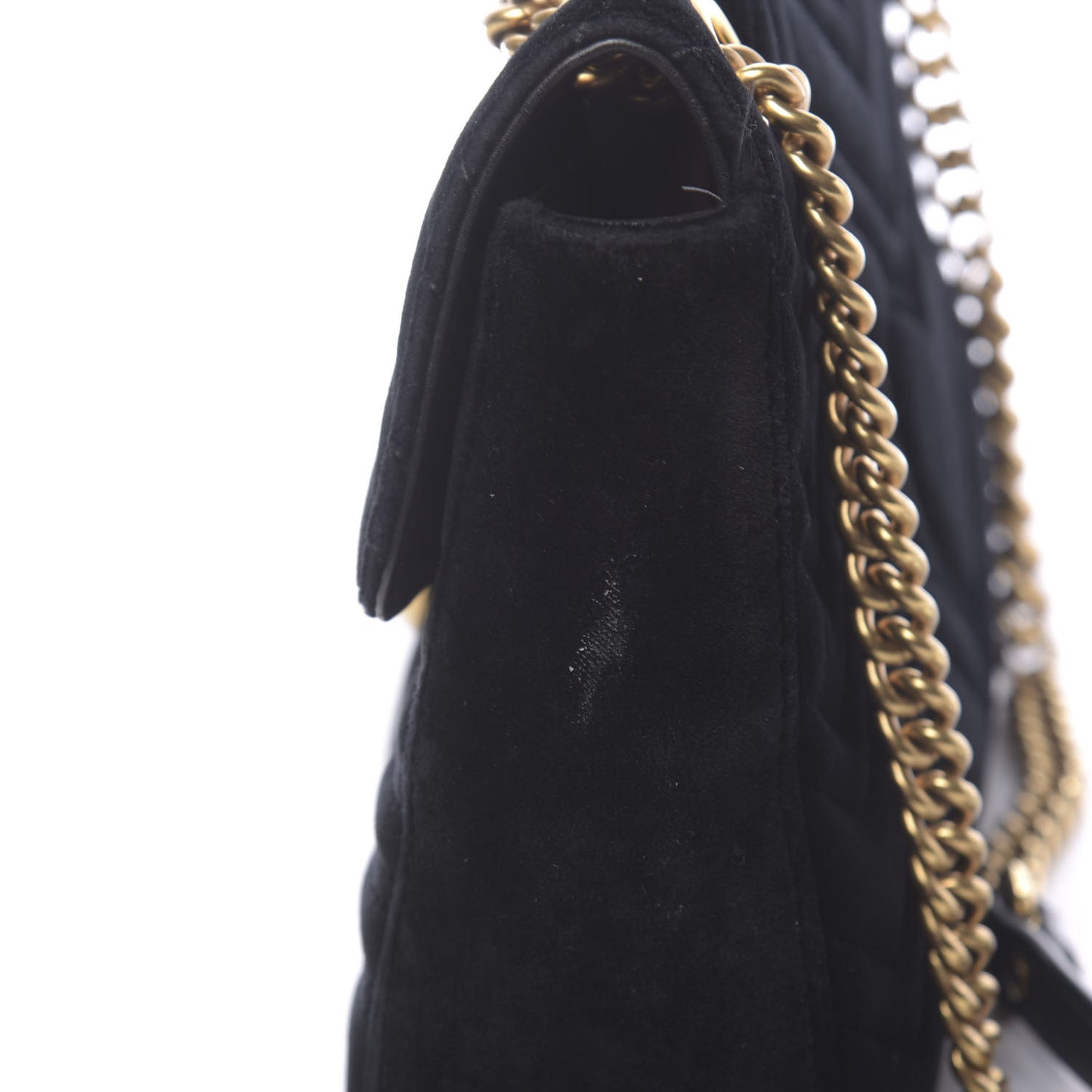 Velvet Matelasse Medium GG Marmont Shoulder Bag Black