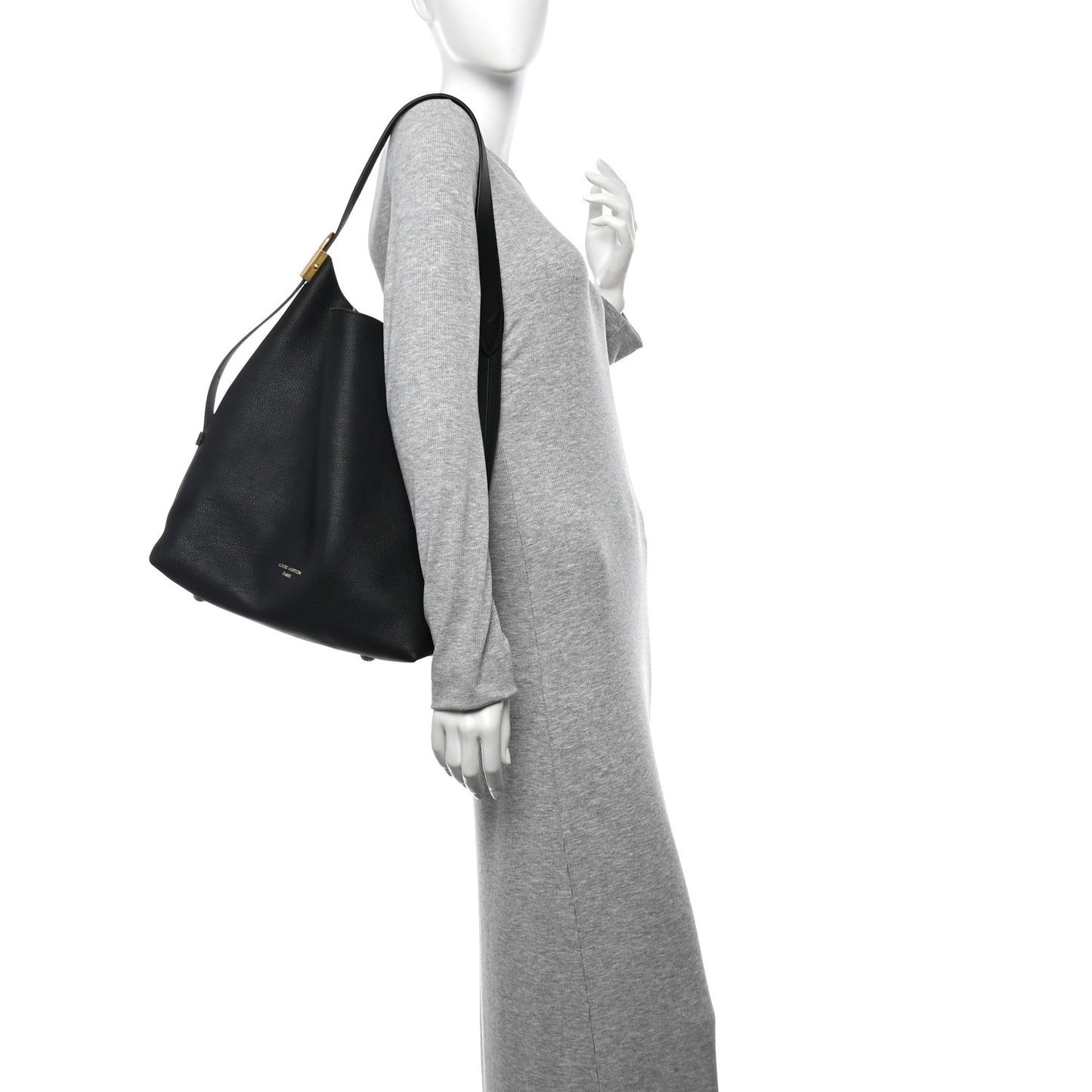 Grained Calfskin Low Key Hobo MM Black