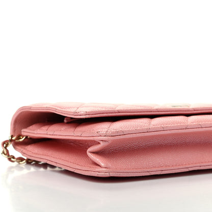 Chanel Iridescent Caviar Quilted Wallet on Chain WOC Rose Pink 10 of 13