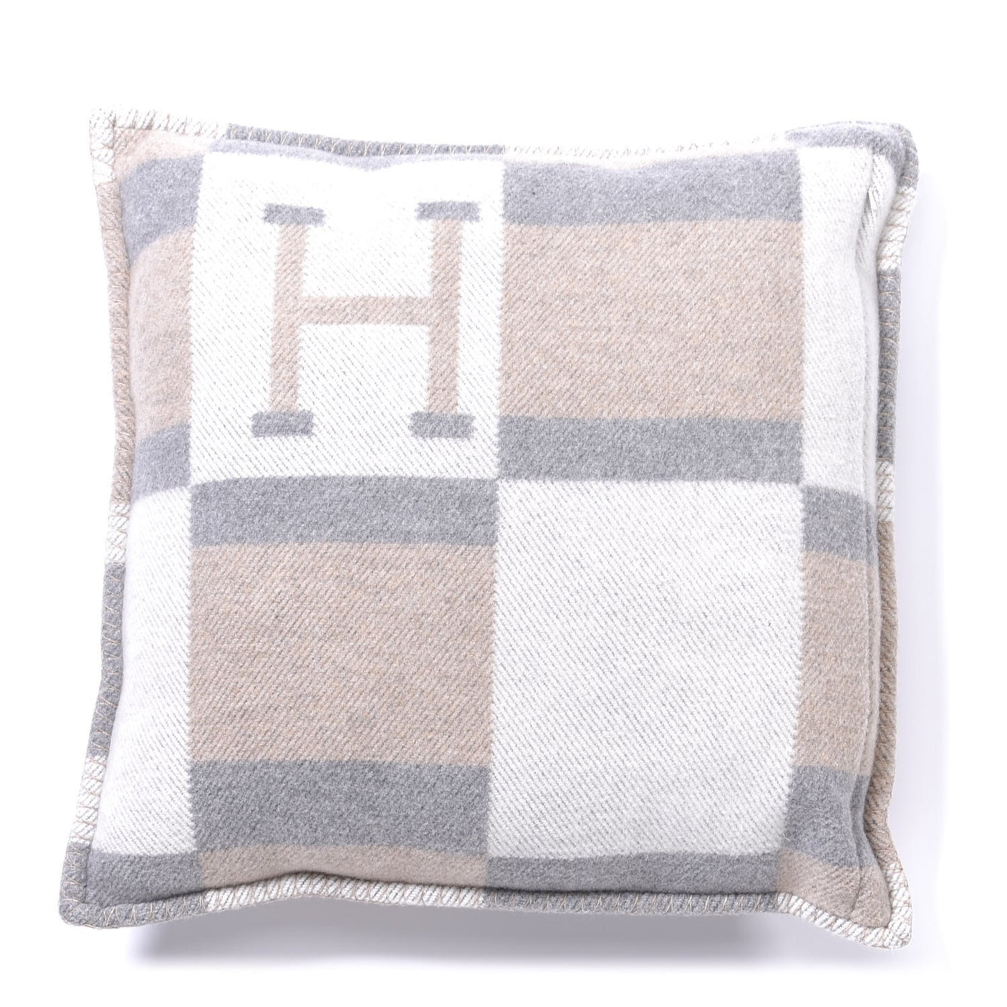 Wool Cashmere Avalon Bayadere Pillow PM Galet Ecru