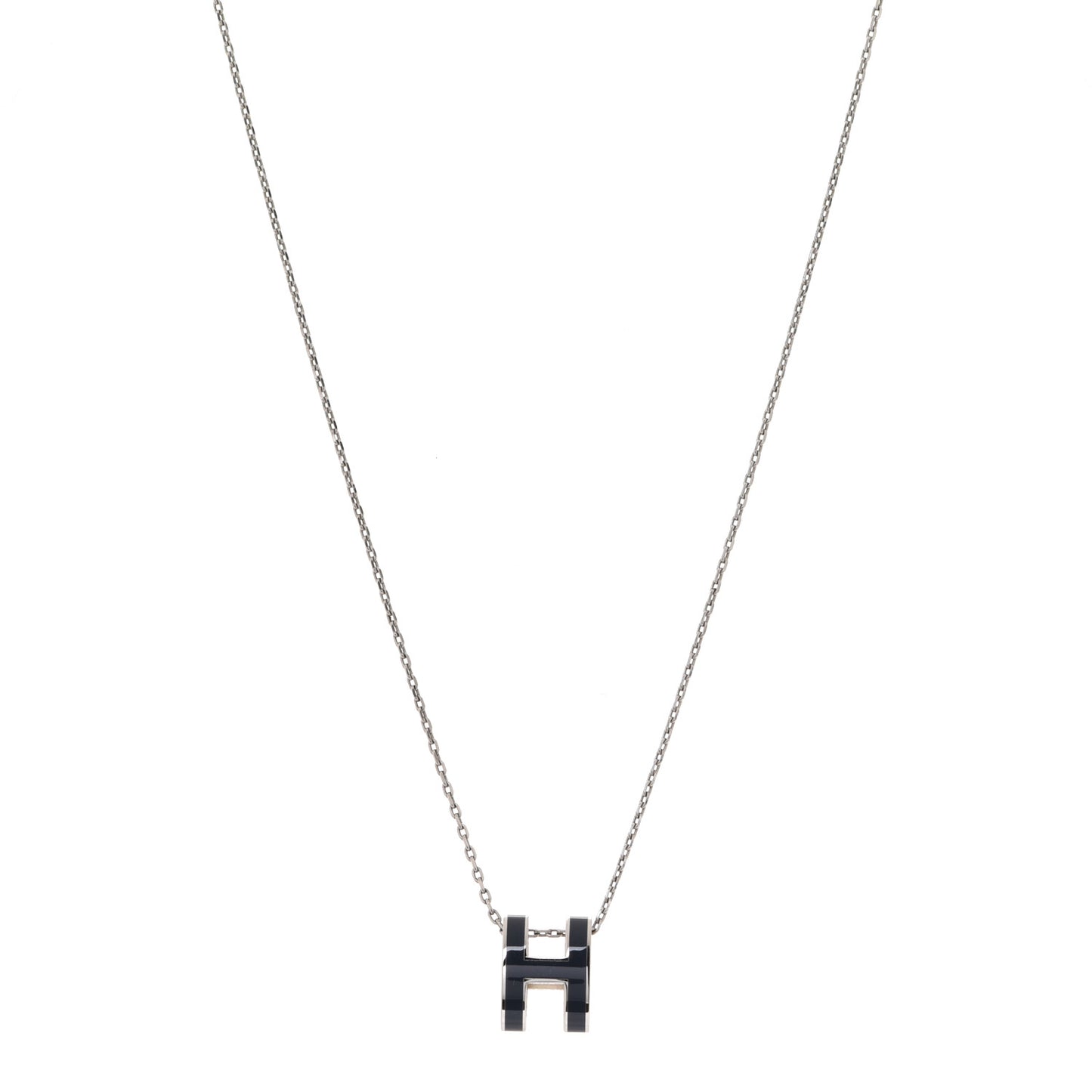 Lacquered Palladium Pop H Pendant Necklace Bleu Abysse