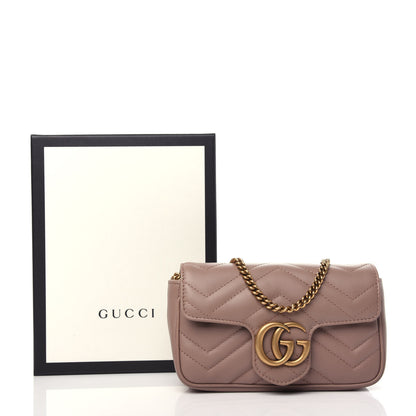 Gucci Calfskin Matelasse Super Mini GG Marmont Shoulder Bag Porcelain Rose 10 of 10