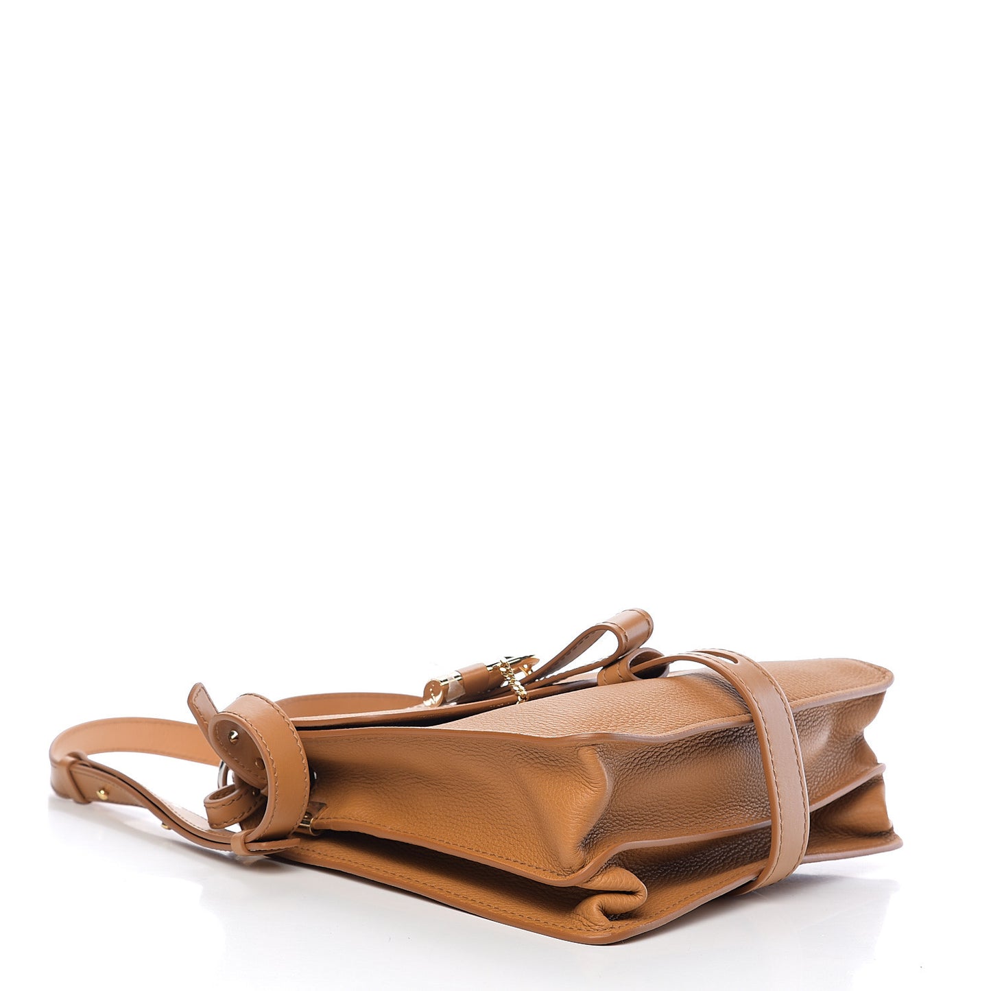 Shiny Grained Calfskin Medium Aby Day Shoulder Bag Ochre