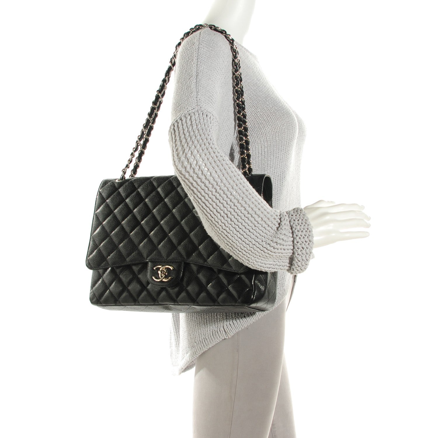 Chanel Caviar Quilted Maxi Double Flap Black 2 of 8