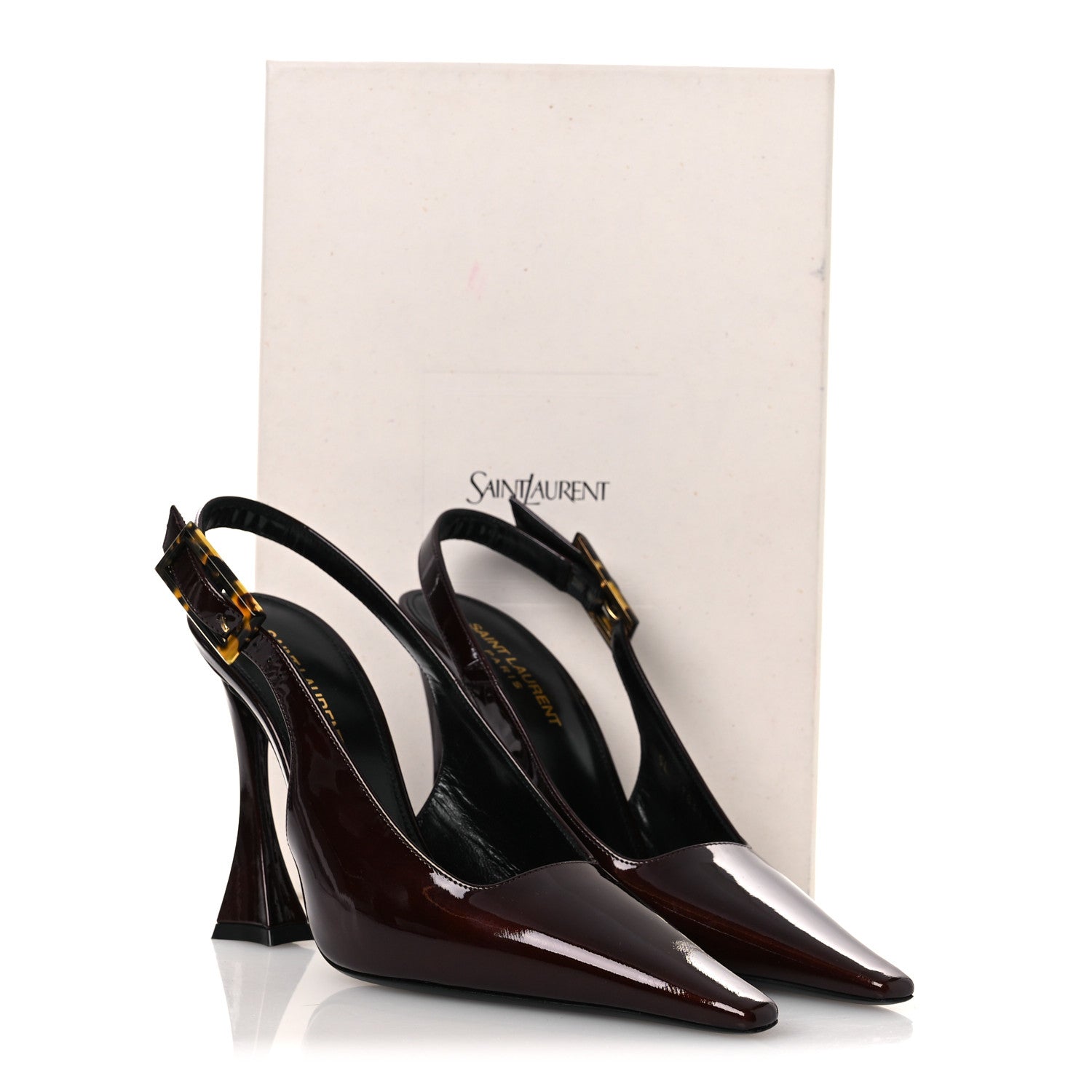 Saint Laurent Vernice Gloss Dune 110 Slingback Pumps 38 38 Marron Glace 11 of 11