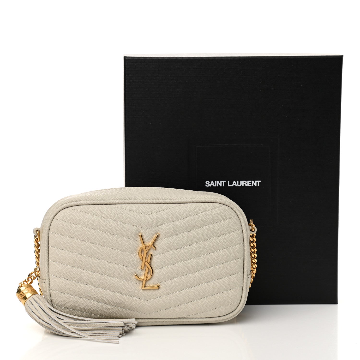 Saint Laurent Grain De Poudre Matelasse Monogram Mini Lou Camera Bag Blanc Vintage 9 of 9