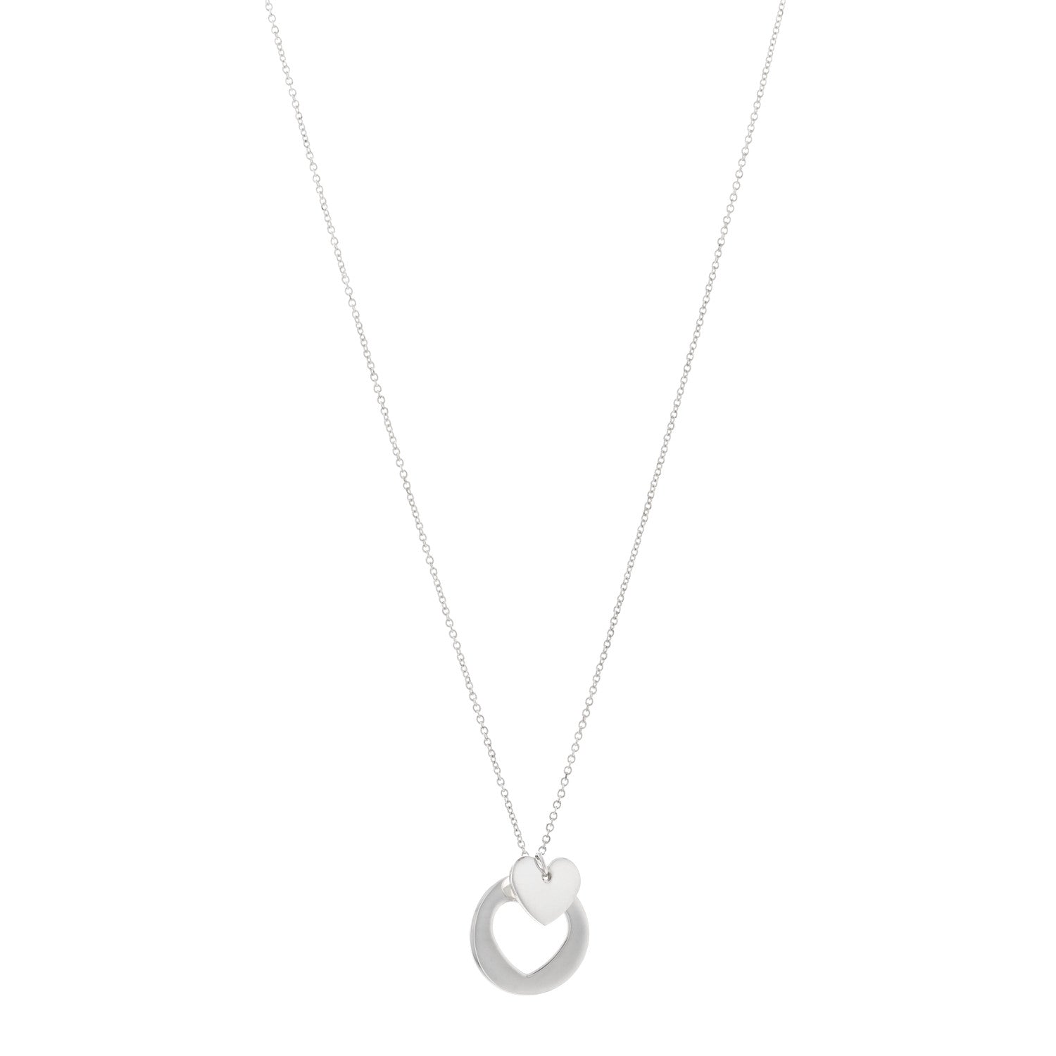 Tiffany Sterling Silver Double Heart Cutout Pendant Necklace 1 of 4