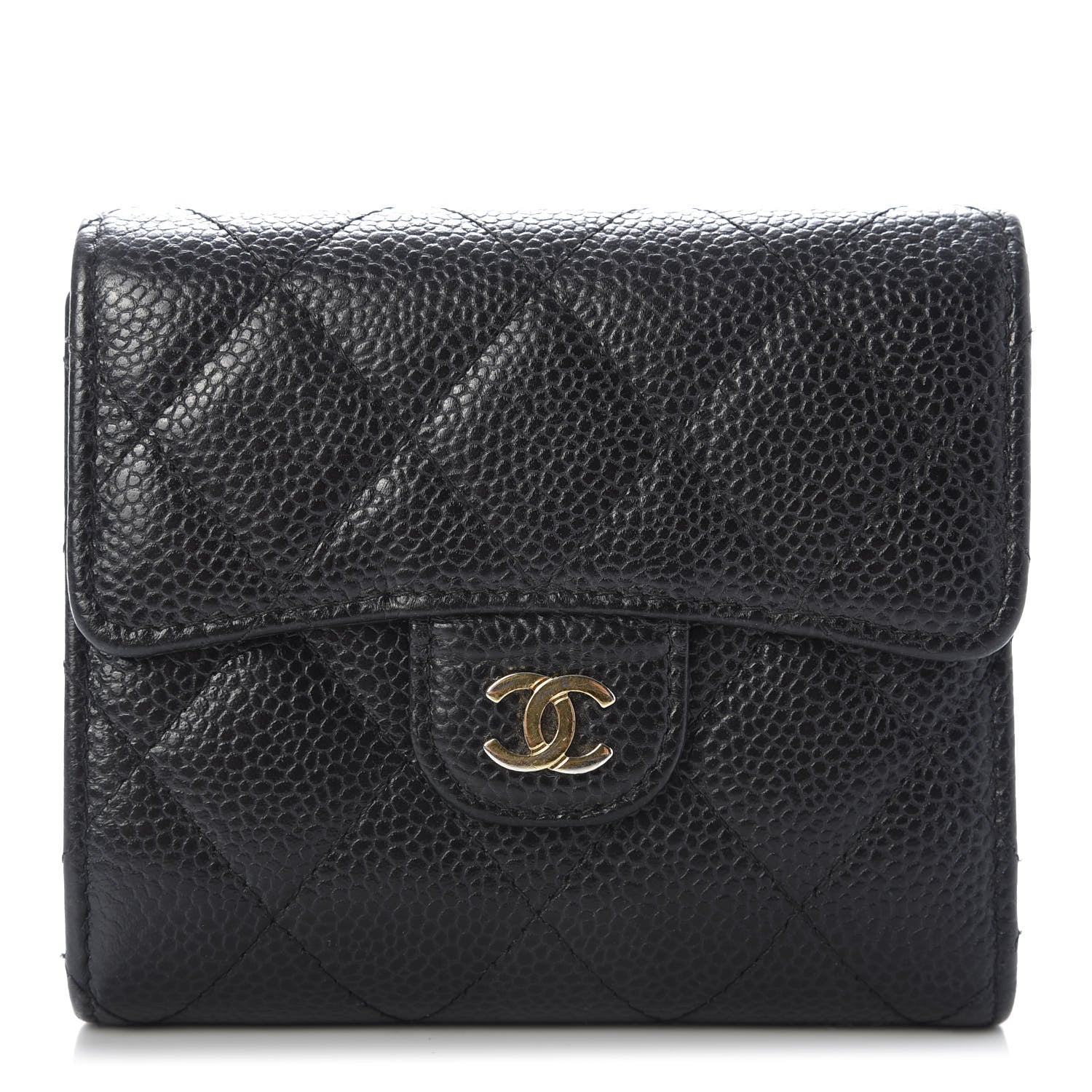 Chanel Caviar Quilted Compact Flap Wallet Black 1 of 8