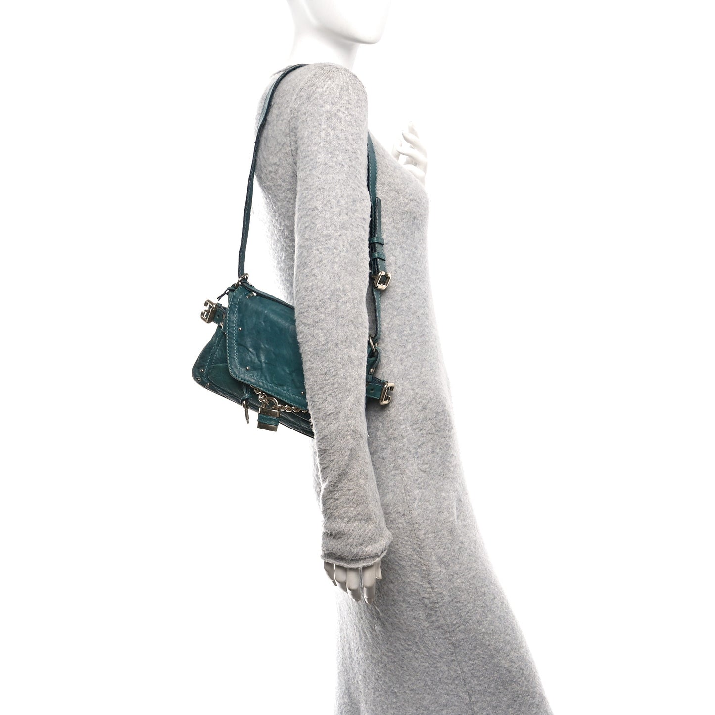 Lambskin Small Paddington Capsule Satchel Aqua Fresh