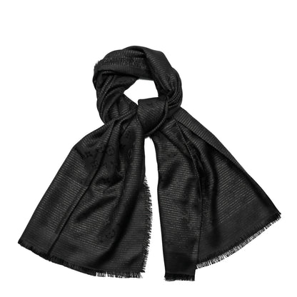 Louis Vuitton Silk Wool Monogram Shine Shawl Black 1 of 3