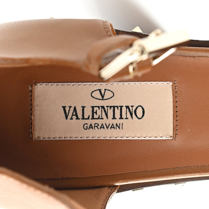 Valentino Garavani Calfskin Rockstud Ankle Strap Sandals 38 Brown 7 of 9