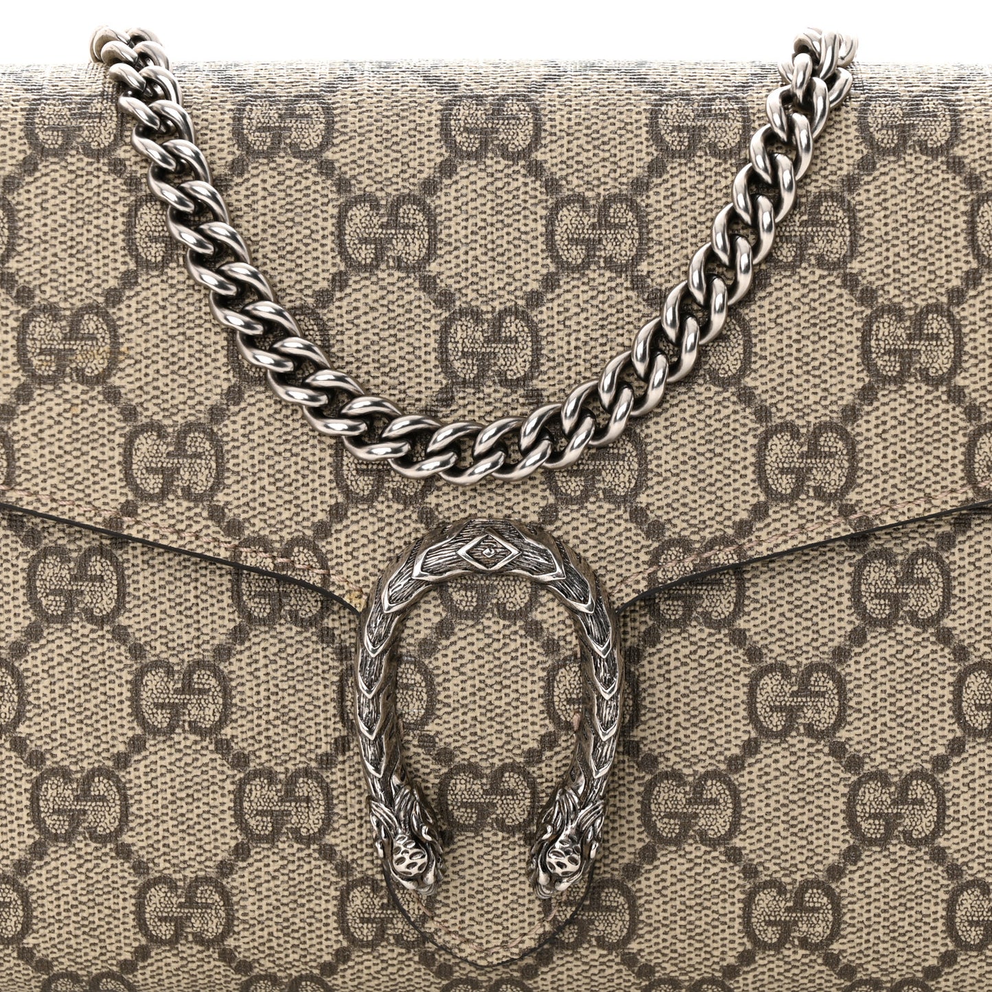 GG Supreme Monogram Mini Dionysus Chain Wallet Beige Taupe