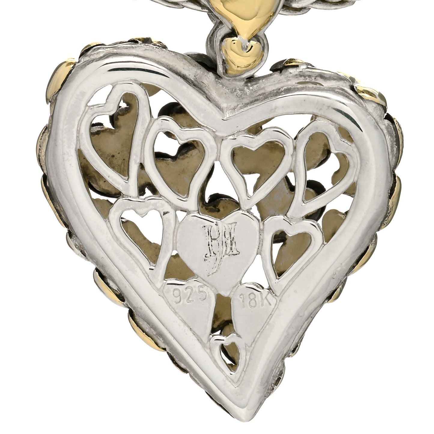 Sterling Silver 18K Yellow Gold 7mm Classic Chain Heart Pendant Necklace