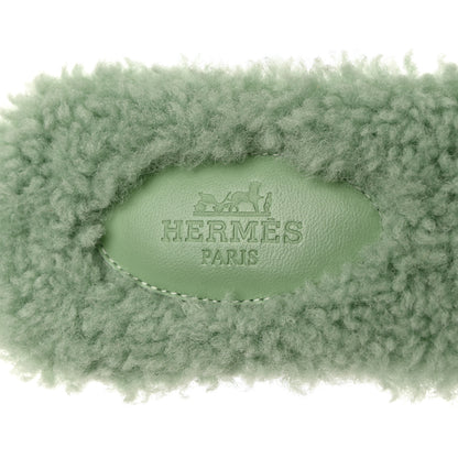 Hermes Woolskin Oran Sandals 37.5 Vert D'Eau 6 of 7