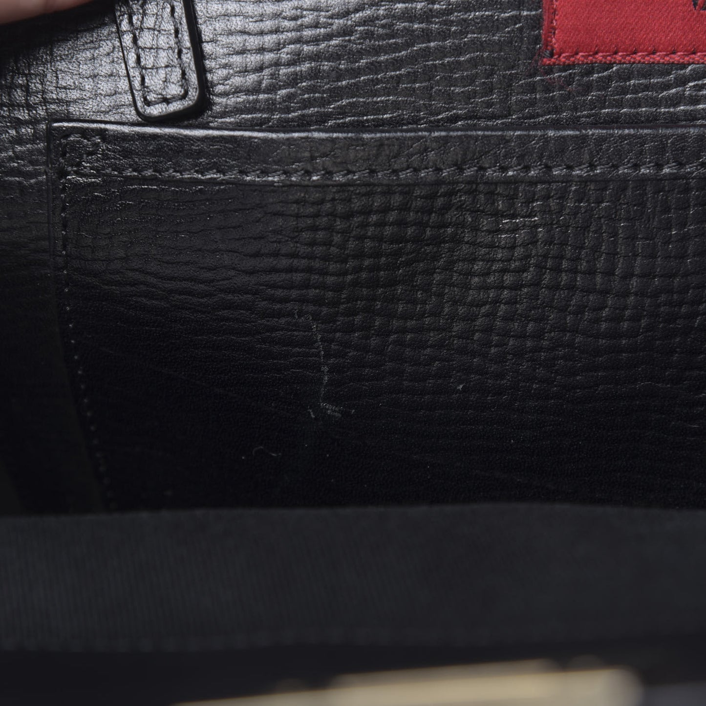 Textured Calfskin Medium Rockstud Tote Black