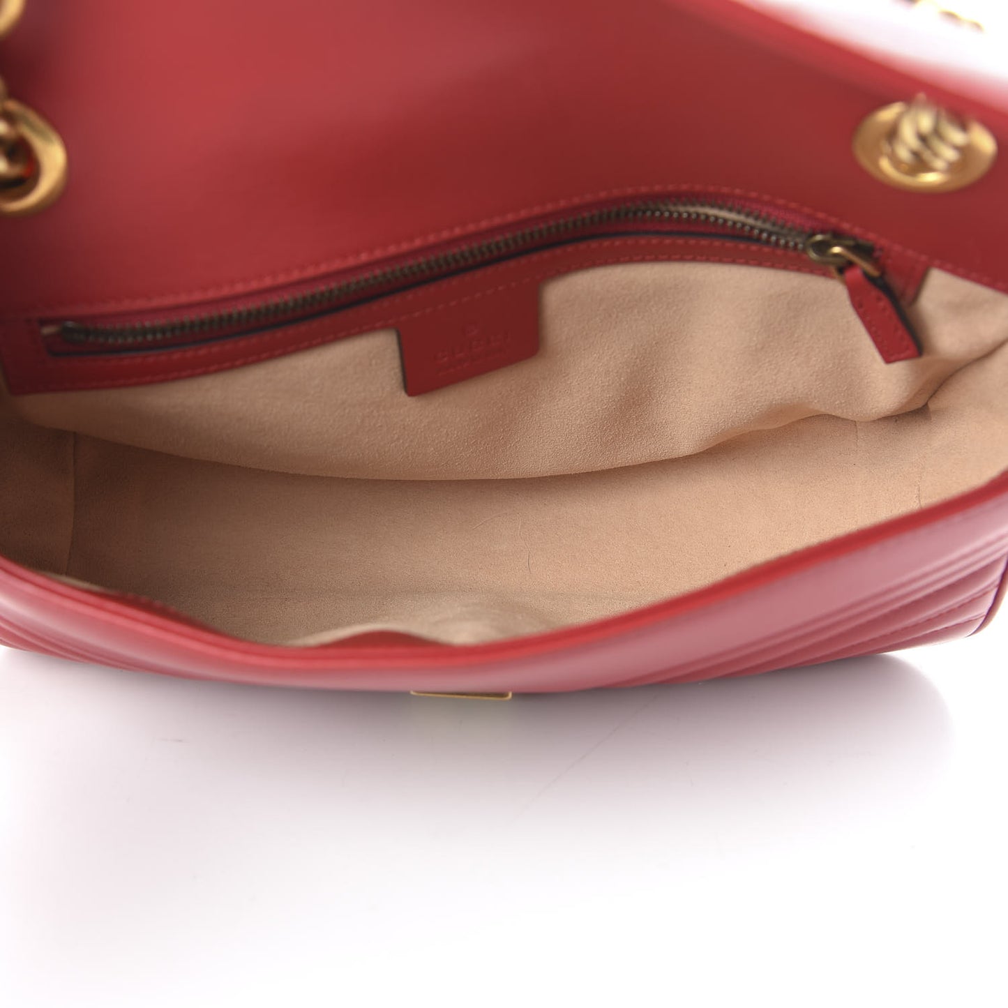 Calfskin Matelasse Small GG Marmont Shoulder Bag Hibiscus Red