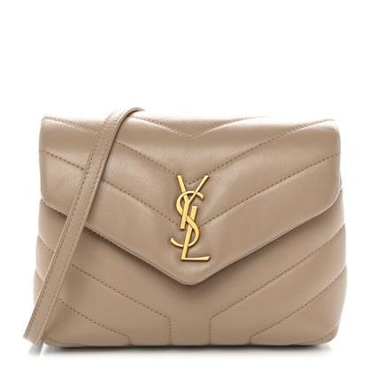 Saint Laurent Calfskin Y Quilted Monogram Toy Loulou Crossbody Bag Dark Beige 1 of 10