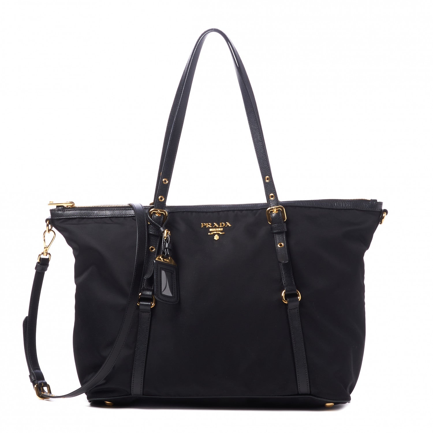 Prada Tessuto Nylon Saffiano Tote Black 1 of 8